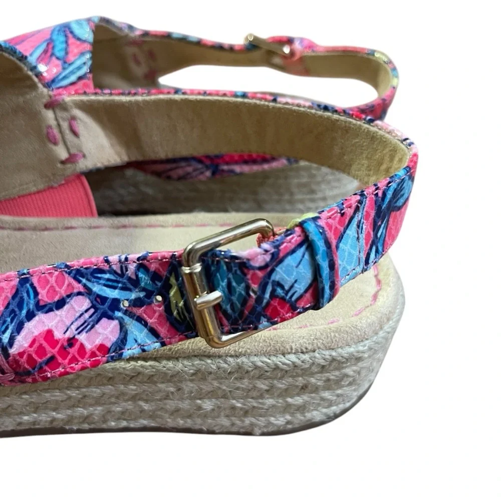 Naturalizer Praline Tropical Floral Espadrille Slingback Sandals Platform 9.5